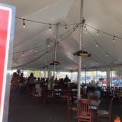 string lights in tent